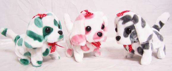 BATTERY OPER MULTI COLORED SPOTTED DALMATION WALKING BARKING DOG
