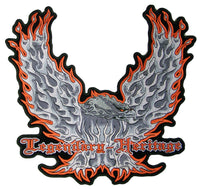 JUMBO LEGENDARY HERITAGE FLAMING EAGLE WINGS UP PATCH 12 INCH