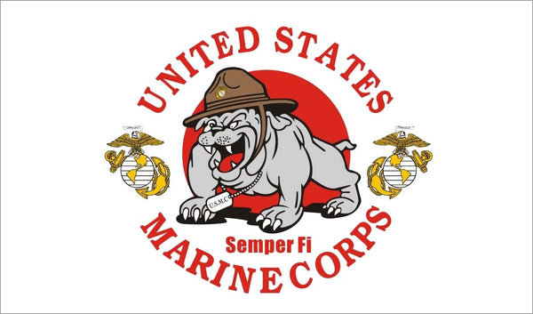UNITED STATES USMC MARINES BULLDOG MASCOT military (3ft X 5ft) FLAG