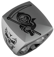 GRIM REAPER W SICKLE STAINLESS STEEL BIKER RING
