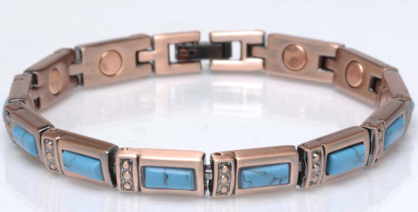 COPPER MAGNETIC TURQUOISE LINK BRACELET style #TQ-14