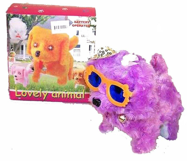 BATTERY OPER WALKING BARKING DOG WITH SUNGLASSES