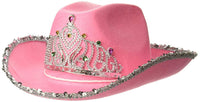 VELVET PINK COWBOY HAT WITH TIARA
