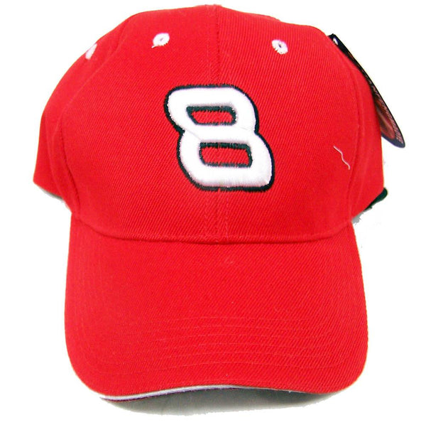 RED COLOR CAP WITH NUMBER 8 BASEBALL RACING HAT