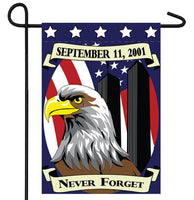 NEVER FORGET 911 -- 28" X 40" GARDEN FLAG