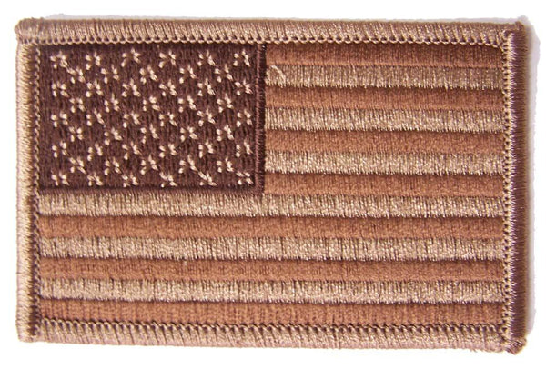 AMERICAN FLAG BROWN left arm 3 INCH EMBROIDERED PATCH
