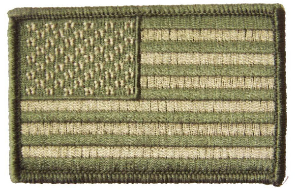 AMERICAN FLAG GREEN CAMOUFLAGE left arm 3 INCH EMBROIDERED PATCH