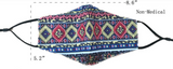 Aztec print face Mask with Filter Sleeve. Washable & reusable! (sold by the piece