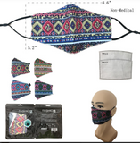 Aztec print face Mask with Filter Sleeve. Washable & reusable! (sold by the piece
