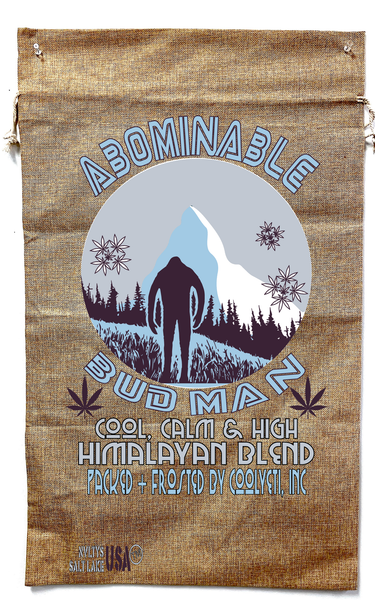 ABOMINABLE BUD MAN MARIJUANA BURLAP BAG