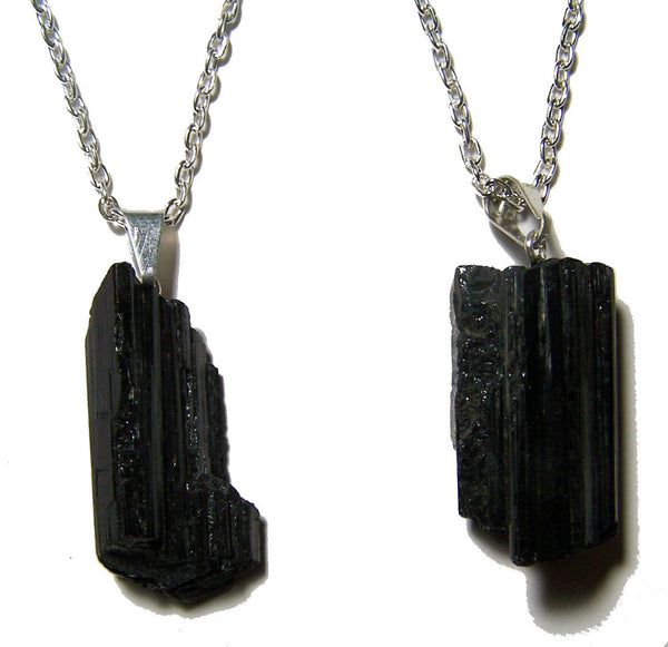 TOURMALINE ROUGH NATURAL MINERAL STONE 24 IN SILVER LINK CHAIN NECKLACE