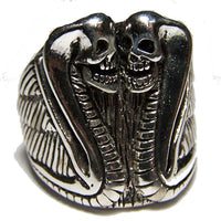 DOUBLE HEADED COBRA SNAKE BIKER RING