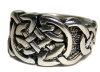 WOVEN KNOTTED SILVER DELUXE BIKER RING