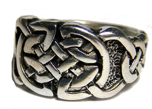 WOVEN KNOTTED SILVER DELUXE BIKER RING