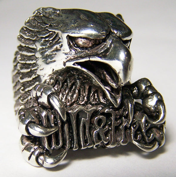 WILD AND FREE EAGLE HEAD DELUXE BIKER RING