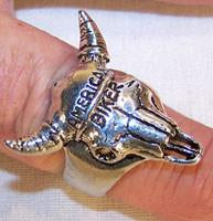 COW SKULL BIKER RING