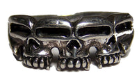 ILLUSION TRIPLE SKULL BAND BIKER RING