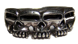 ILLUSION TRIPLE SKULL BAND BIKER RING