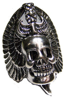 SKULL HEAD WINGS & DAGGER BIKER RING