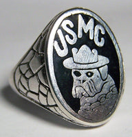 USMC BULLDOG US MARINES SILVER DELUXE BIKER RING
