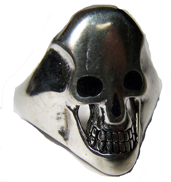 SKULL HEAD BLACK INLYED EYES BIKER RING