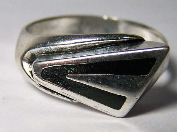 BLACK NATIVE DESIGN SILVER DELUXE BIKER RING