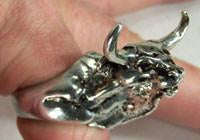 BULL SKULL BIKER RING