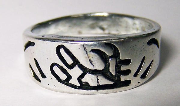 NATIVE SYMBOL DESIGN SILVER BAND DELUXE BIKER RING