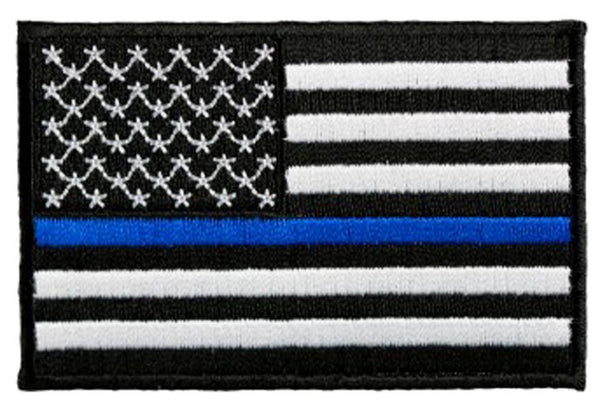 THIN BLUE LINE AMERICAN FLAG 3 INCH EMBROIDERED PATCH