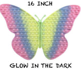 16" GLOW IN THE DARK BUTTERFLY  BUBBLE POP IT SILICONE STRESS RELIEVER TOY  (sold by the piece )
