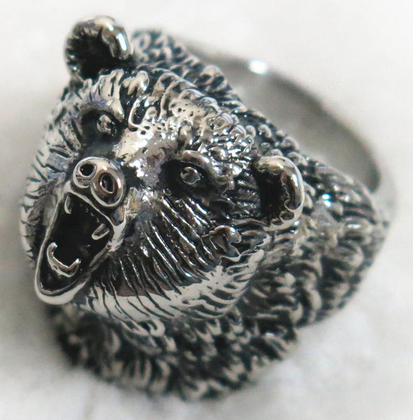 WILD BEAR STAINLESS STEEL BIKER RING