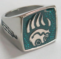 NATIVE STYLE BEAR CLAW STAINLESS STEEL BIKER RING