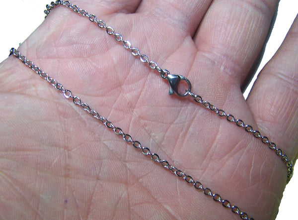 DELUXE STAINLESS STEEL SILVER  24 INCH ROLO LINK CHAIN NECKLACE