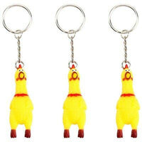 8 INCH SCREAMING RUBBER CHICKEN KEYCHAIN ( sold by the piece or dozen)