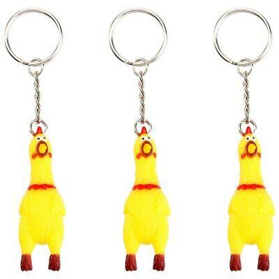 8 INCH SCREAMING RUBBER CHICKEN KEYCHAIN ( sold by the piece or dozen)