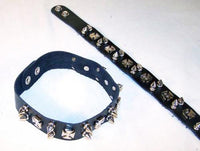 LEATHER IRON CROSS CHOKER NECKLACE WITH SPIKES