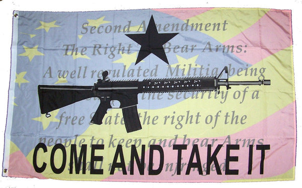 CONSTITUTION 2ND AMENDMENT COME AND TAKE IT GUN (3ft X 5ft) FLAG