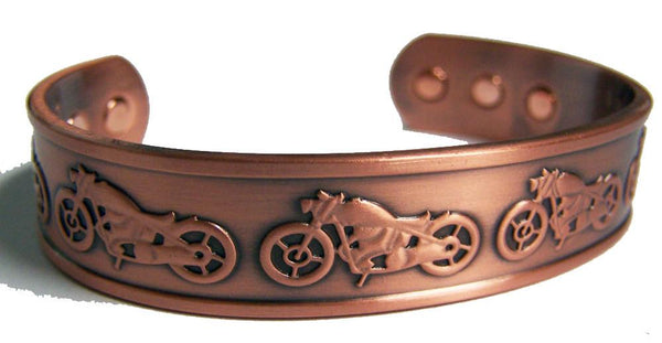 MOTORCYCLE BIKES BIKER PURE COPPER SIX MAGNET CUFF BRACELET