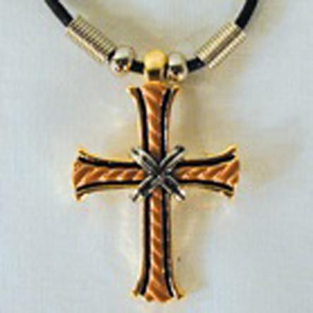 3D MULTICOLOR METAL CROSS ROPE NECKLACE
