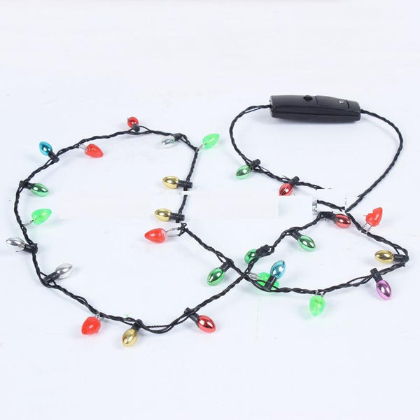 Light Up Christmas Holiday LED Light Bulb Flashing 30" Necklace (sold by piece or dozen)