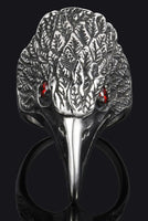 EAGLE HEAD W RED CRYSTAL EYES  STAINLESS STEEL BIKER RING