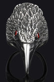EAGLE HEAD W RED CRYSTAL EYES  STAINLESS STEEL BIKER RING