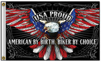 USA PROUD EAGLE AMERICAN BY BIRTH BIKER DELUXE (3ft X 5ft) BIKER FLAG
