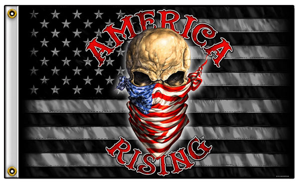 AMERICA RISING SKULL USA BANDANA BIKER DELUXE (3ft X 5ft) BIKER FLAG