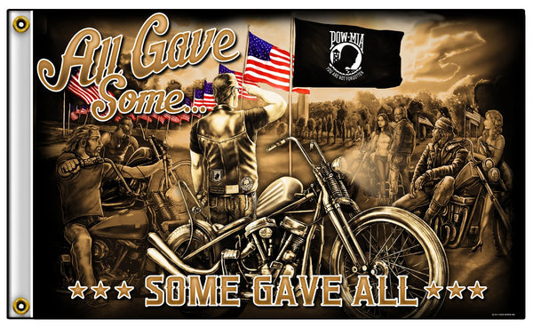 ALL GAVE SOME / SOME GAVE ALL POW MIA VET DELUXE (3ft X 5ft) BIKER FLAG