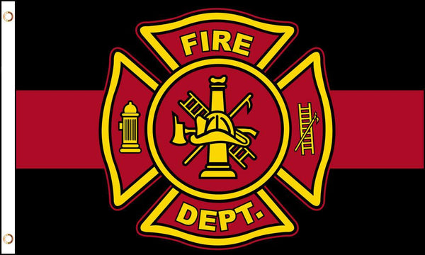 FIRE FIGHTER EMBLEM RED LINE (3ft X 5ft) FLAG