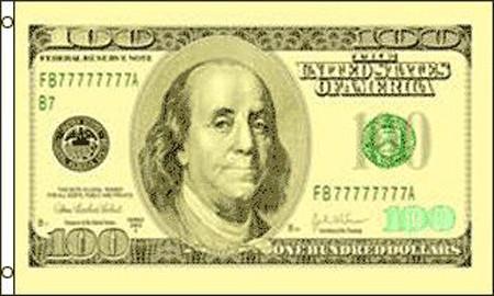 HUNDRED DOLLAR BILL  (2ft X 3ft) FLAG