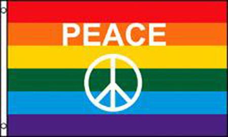 RAINBOW PEACE WORDS AND SIGN (3ft X 5ft) FLAG