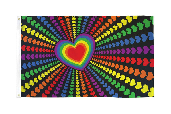 LOVE HEART RAINBOW (3ft X 5ft) FLAG