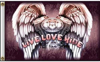 ENGINE WINGS LIVE LOVE RIDE DELUXE (3ft X 5ft) BIKER FLAG